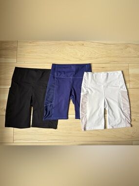 Fabletics PowerHold Biker Shorts Bundle Womens Small High Waisted Athletic Lot 3
